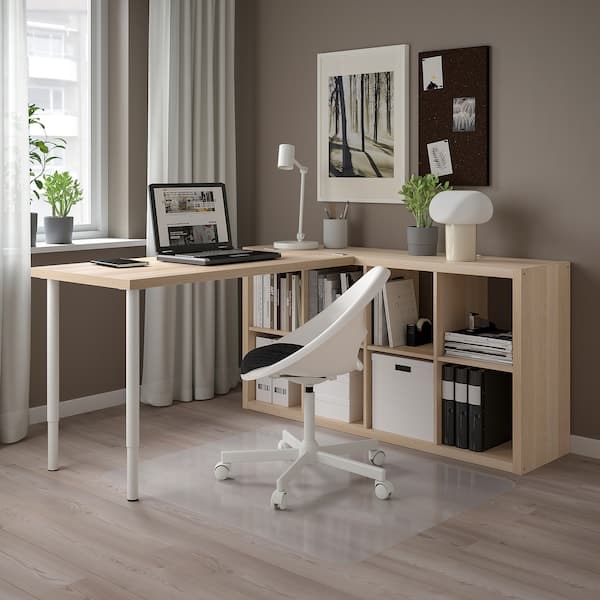 KALLAX / LAGKAPTEN - Desk combination, white/white stained oak effect, 77x159x147 cm - best price from Maltashopper.com 59481667