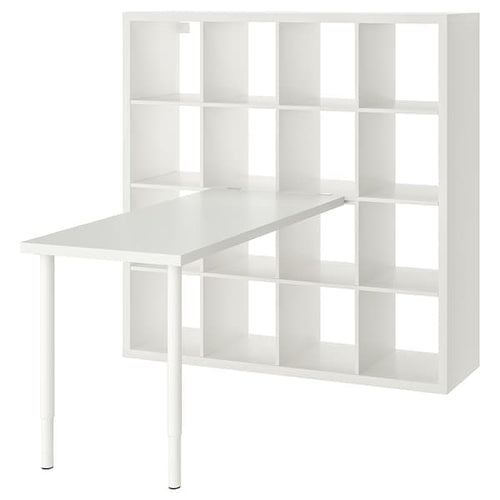 KALLAX / LAGKAPTEN - Desk combination, white, 147x159x147 cm