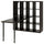 KALLAX / LAGKAPTEN Combination with desk, black/brown-black, 147x179x147 cm , 147x179x147 cm