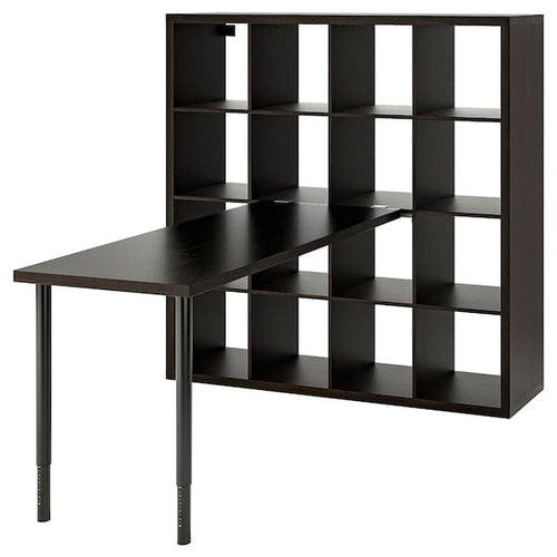 KALLAX / LAGKAPTEN Combination with desk, black/brown-black, 147x179x147 cm , 147x179x147 cm