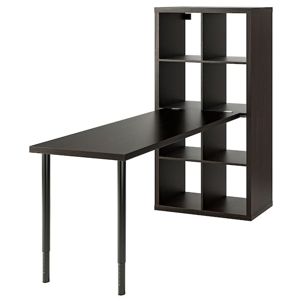 Ikea KALLAX / LAGKAPTEN Combination with desk, black/brown-black, 77x179x147 cm , 77x179x147 cm