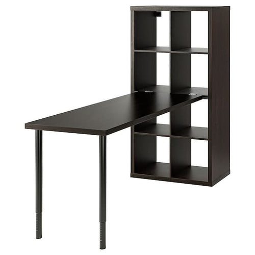 KALLAX / LAGKAPTEN Combination with desk, black/brown-black, 77x179x147 cm , 77x179x147 cm