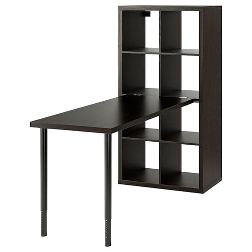 KALLAX / LAGKAPTEN Combination with desk, black/brown-black, 77x159x147 cm , 77x159x147 cm