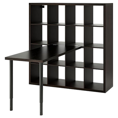KALLAX / LAGKAPTEN Combination with desk, black/brown-black, 147x159x147 cm , 147x159x147 cm - best price from Maltashopper.com 99481651