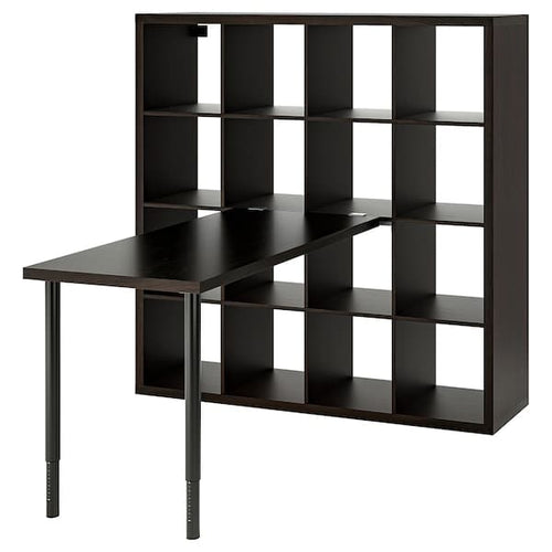 KALLAX / LAGKAPTEN Combination with desk, black/brown-black, 147x159x147 cm , 147x159x147 cm