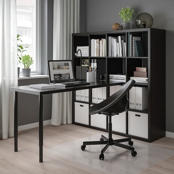 KALLAX / LAGKAPTEN Combination with desk, black/brown-black, 147x179x147 cm , 147x179x147 cm - best price from Maltashopper.com 29481678