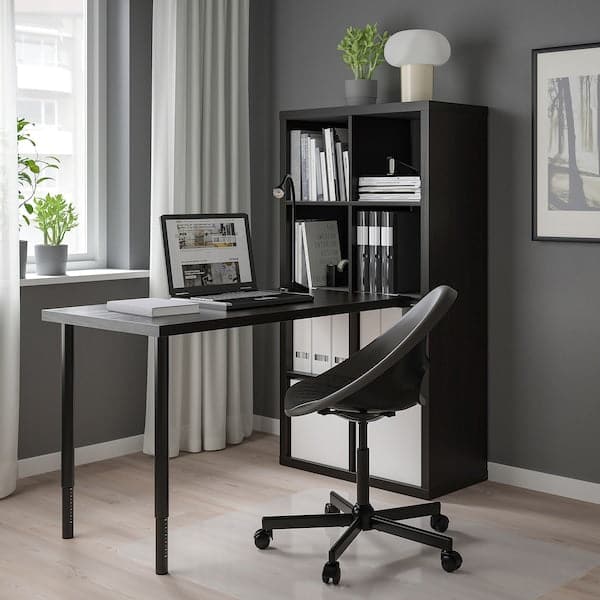 Ikea KALLAX / LAGKAPTEN Combination with desk, black/brown-black, 77x159x147 cm , 77x159x147 cm