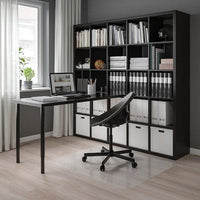 KALLAX / LAGKAPTEN Combination with desk, black/brown-black, 182x179x182 cm , 182x179x182 cm - best price from Maltashopper.com 89481680