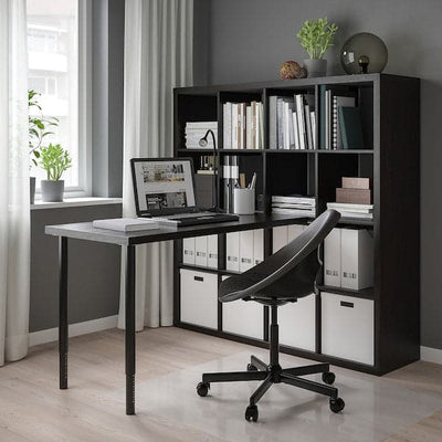KALLAX / LAGKAPTEN Combination with desk, black/brown-black, 147x159x147 cm , 147x159x147 cm - best price from Maltashopper.com 99481651