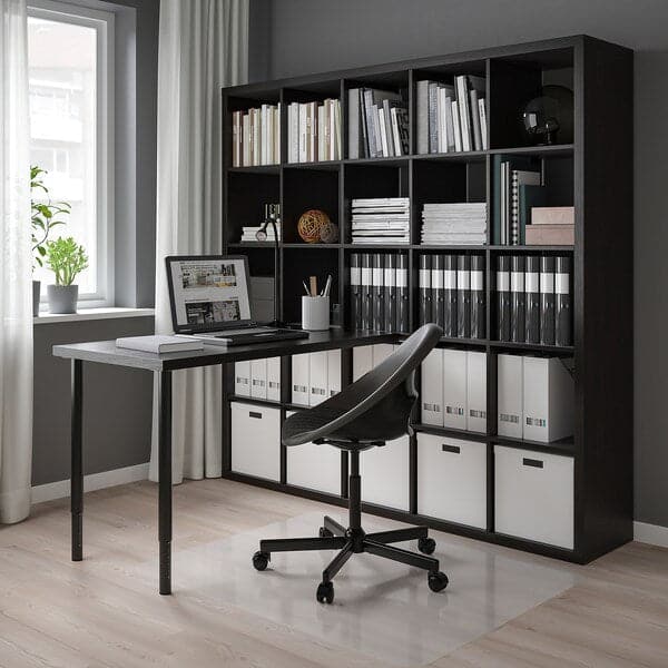 Ikea KALLAX / LAGKAPTEN Combination with desk, black/brown-black, 182x159x182 cm ,