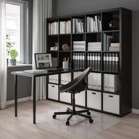 KALLAX / LAGKAPTEN Combination with desk, black/brown-black, 182x159x182 cm , - best price from Maltashopper.com 09481655