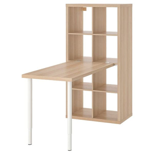 KALLAX / LINNMON - Desk combination, white/white stained oak effect, 77x139x147 cm