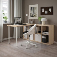 KALLAX / LINNMON - Desk combination, white/white stained oak effect, 77x139x147 cm - best price from Maltashopper.com 89481699
