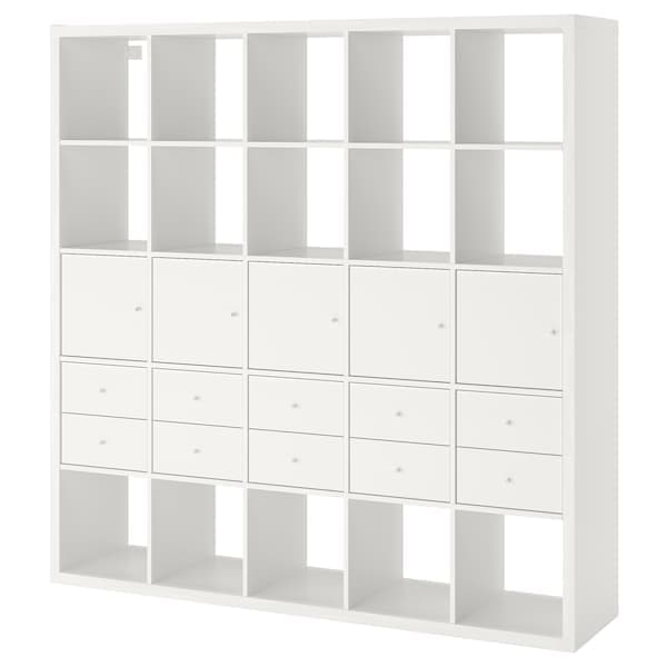 Ikea KALLAX - Shelving unit with 10 inserts, white, 182x182 cm