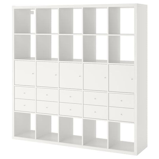 Ikea KALLAX - Shelving unit with 10 inserts, white, 182x182 cm
