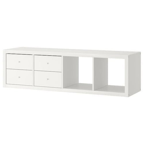 KALLAX - Shelving unit with 2 inserts, with 4 drawers/white, 147x42 cm