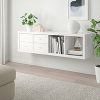 KALLAX - Shelving unit with 2 inserts, white, 42x147 cm - best price from Maltashopper.com 79278293