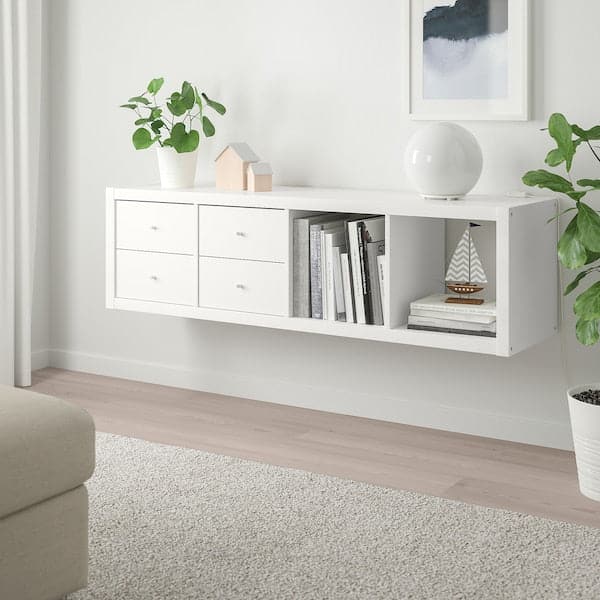 Ikea KALLAX - Shelving unit with 2 inserts, with 4 drawers/white, 147x42 cm