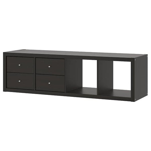 KALLAX - Shelving unit with 2 inserts, black-brown, 42x147 cm - best price from Maltashopper.com 39278290