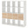KALLAX - KALLAX Shelving unit with 4 inserts, white/white stained oak effect, 147x147 cm