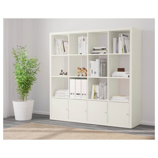 KALLAX - Shelving unit with 4 inserts, white, 147x147 cm - best price from Maltashopper.com 39017486