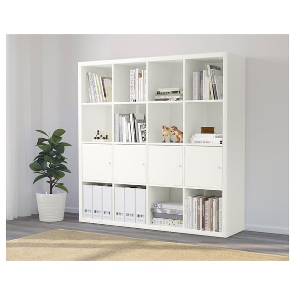 KALLAX - Shelving unit with 4 inserts, white, 147x147 cm - best price from Maltashopper.com 39017486