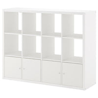 KALLAX - Shelving unit with 4 inserts, white, 147x112 cm - best price from Maltashopper.com 79278250