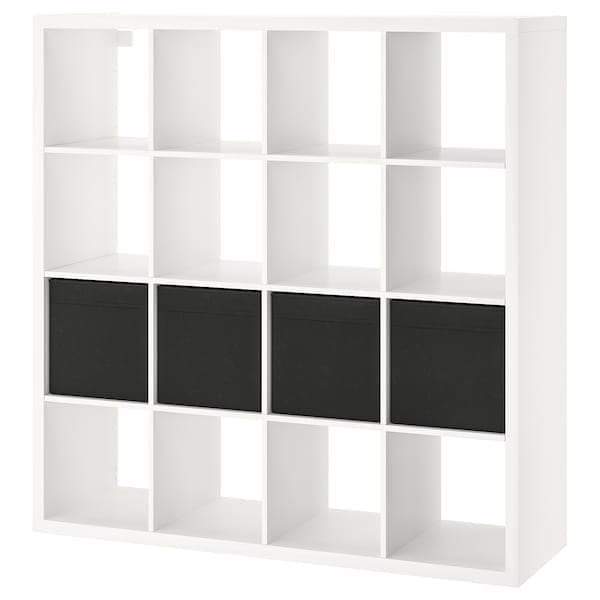 KALLAX - Shelving unit with 4 inserts, white, 147x147 cm - best price from Maltashopper.com 89030584