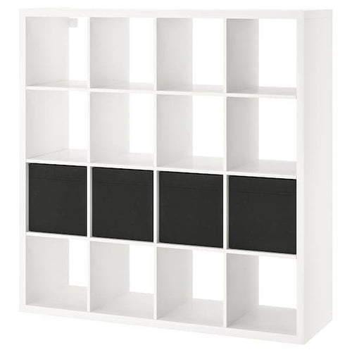 KALLAX - Shelving unit with 4 inserts, white, 147x147 cm