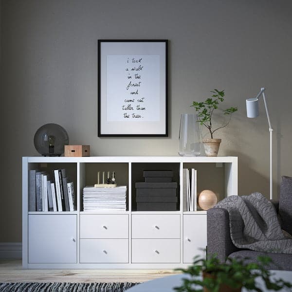 KALLAX - Shelving unit with 4 inserts, white, 77x147 cm - best price from Maltashopper.com 59278307