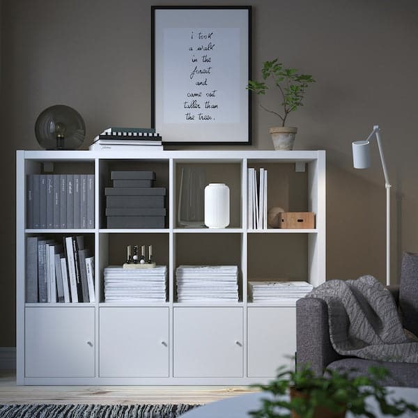 KALLAX - Shelving unit with 4 inserts, white, 147x112 cm - best price from Maltashopper.com 79278250