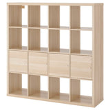 KALLAX shelving unit with 4 inserts, white stained oak effect, 147x147 cm