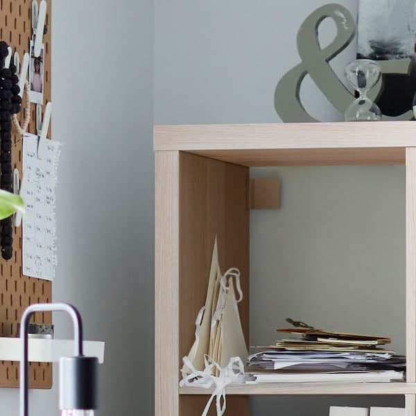 Ikea KALLAX - Shelving unit with 4 inserts, white stained oak effect, 147x77 cm
