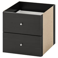 KALLAX - Shelving unit with 4 inserts, black-brown, 147x77 cm - best price from Maltashopper.com 29278304