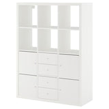KALLAX shelving unit with 6 inserts, white, 112x147 cm