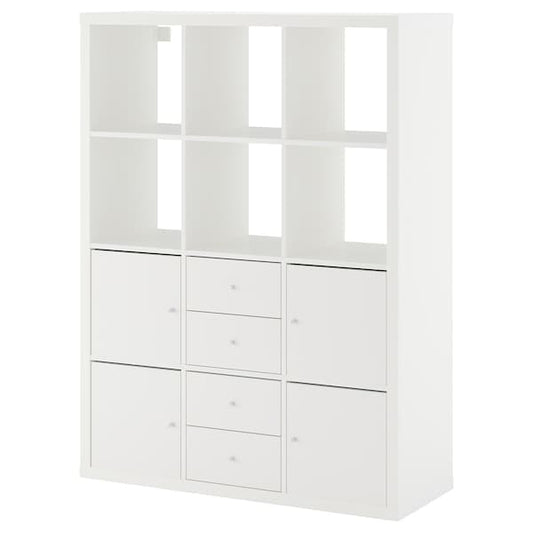KALLAX - Shelving unit with 6 inserts, white, 112x147 cm - best price from Maltashopper.com 29278262