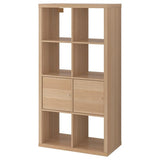 KALLAX shelving unit with doors, white stained oak effect, 77x147 cm