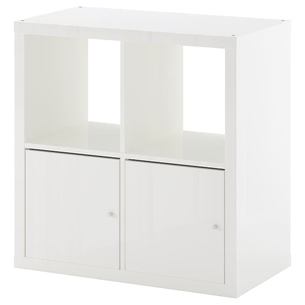 KALLAX - Shelving unit with doors, high-gloss/white, 77x77 cm - best price from Maltashopper.com 89278278