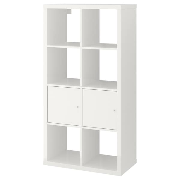KALLAX - Shelving unit with doors, high-gloss/white, 77x147 cm - best price from Maltashopper.com 89278297
