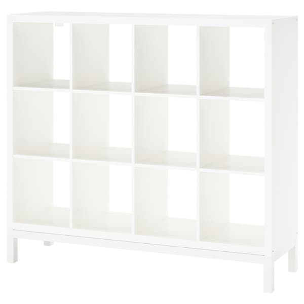 KALLAX - Shelving unit with underframe, white/white, 147x129 cm