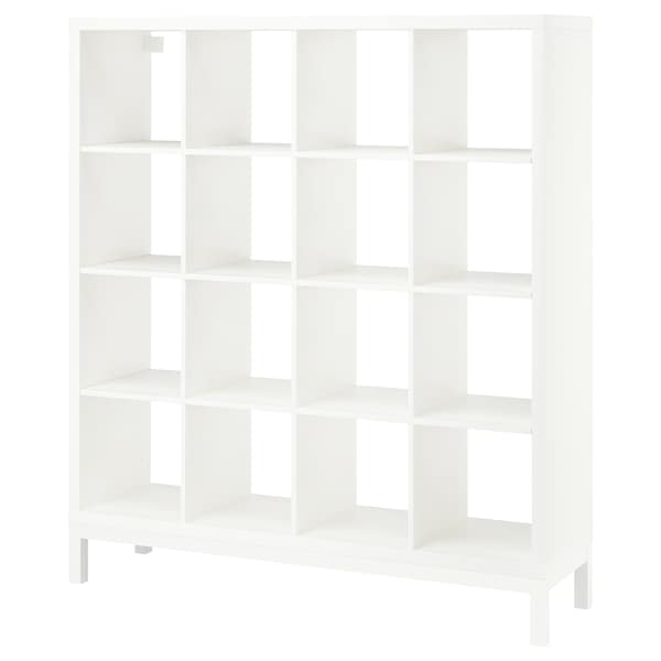 KALLAX shelving unit with underframe, white stained oak effect/white,  147x94 cm - IKEA Spain