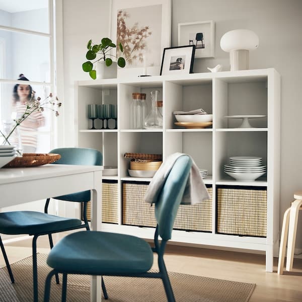 KALLAX - Shelving unit with underframe, white/white, 147x129 cm - best price from Maltashopper.com 79442694