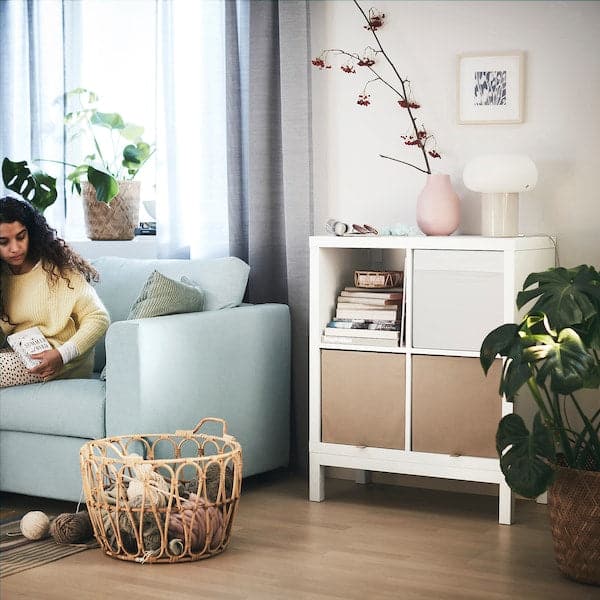 Ikea KALLAX - Shelving unit with underframe, white/white, 77x94 cm