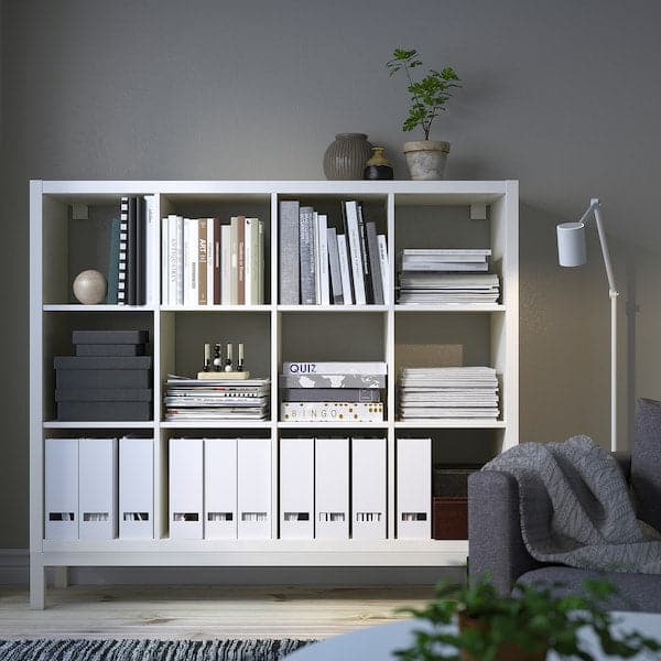 KALLAX - Shelving unit with underframe, white/white, 147x129 cm - best price from Maltashopper.com 79442694