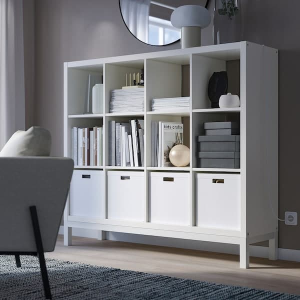 Ikea KALLAX - Shelving unit with underframe, white/white, 147x129 cm