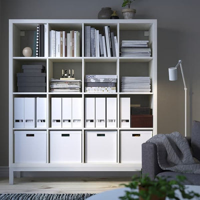KALLAX - Shelving unit with underframe, white/white, 147x164 cm - best price from Maltashopper.com 09442720