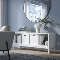 KALLAX - Shelving unit with underframe, white/white, 147x59 cm - best price from Maltashopper.com 59442666