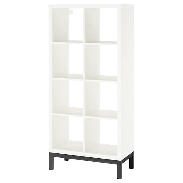 KALLAX - Shelving unit with underframe, white/black, 77x164 cm