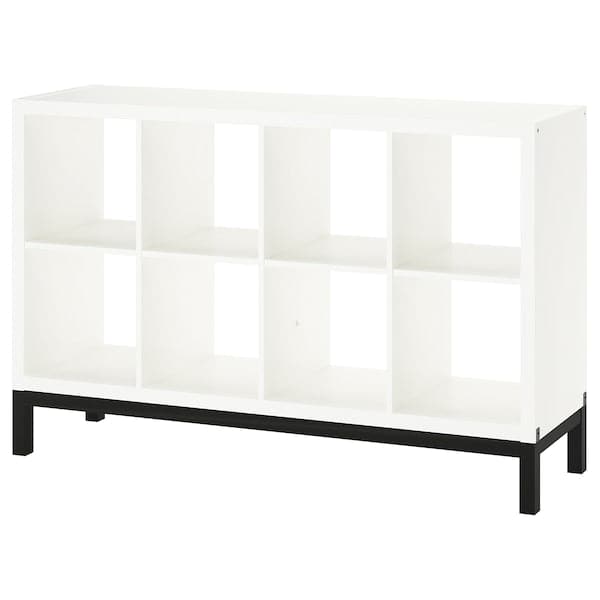 Ikea KALLAX - Shelving unit with underframe, white/black, 147x94 cm