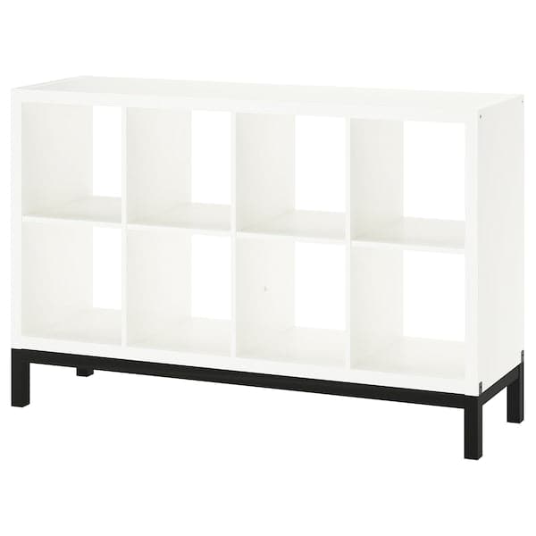 KALLAX - Shelving unit with underframe, white/black, 147x94 cm